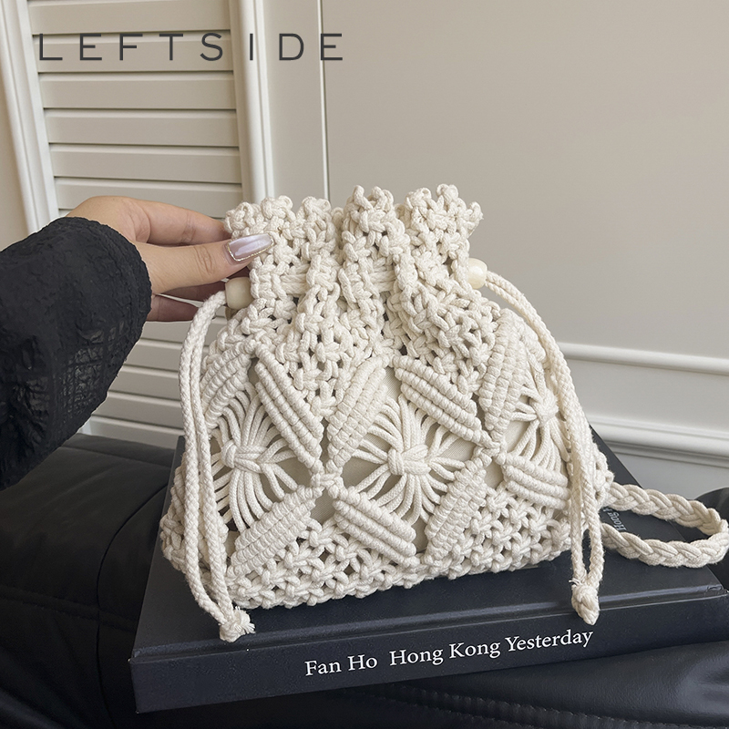 Women'S Raffia Bags - LEFTSIDE Plecione Małe Torebki na Ramię