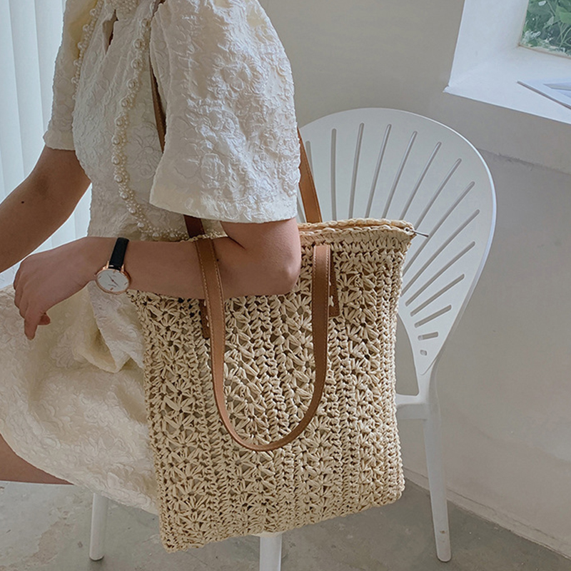 Kwadratowa torba plażowa ze sł – Women'S Raffia Bags recenzja i cena