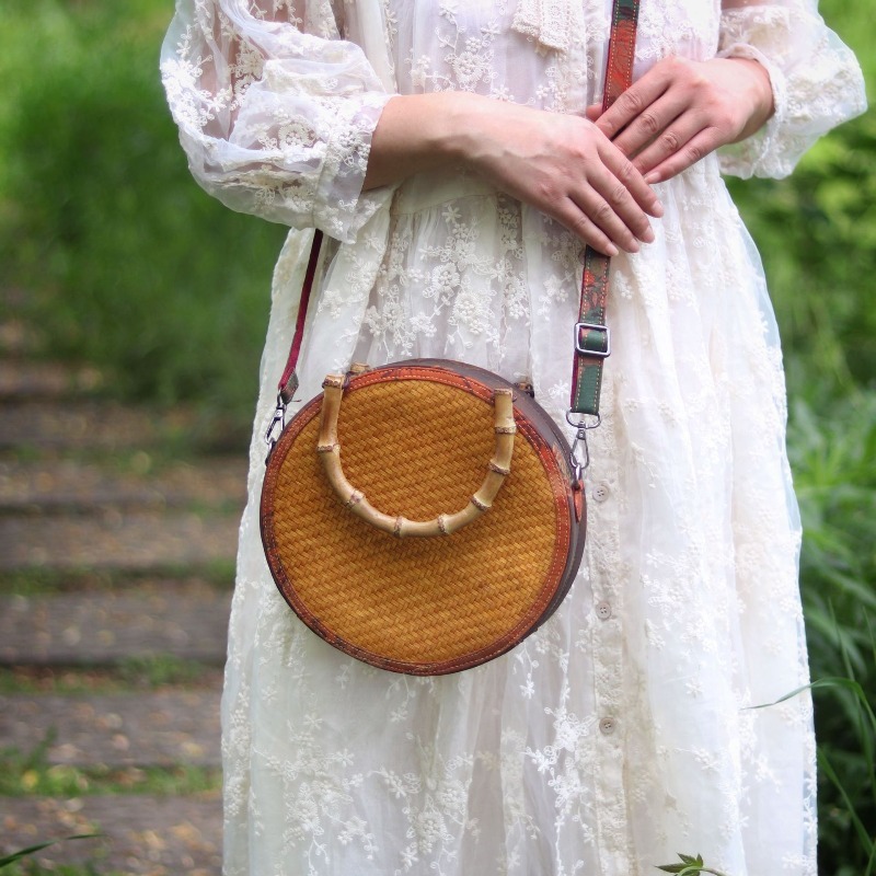 Okrągła bambusowa torebka cros – Women Bags Purses recenzja i cena